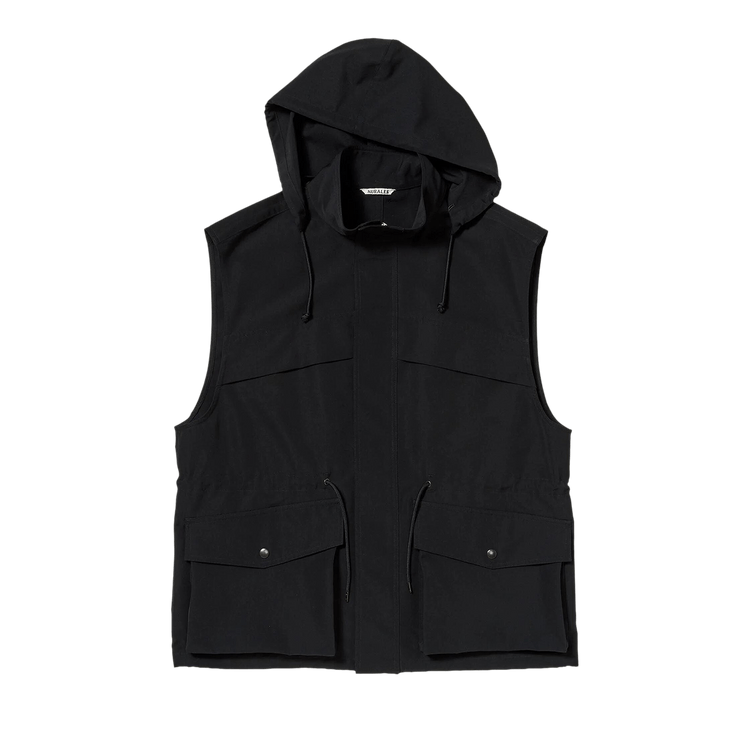 Auralee Wool Max Canvas Over Vest "Black"