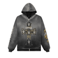 Represent Clo x Guns N' Roses Cross Zip Through Hoodie 'Stained Black'
