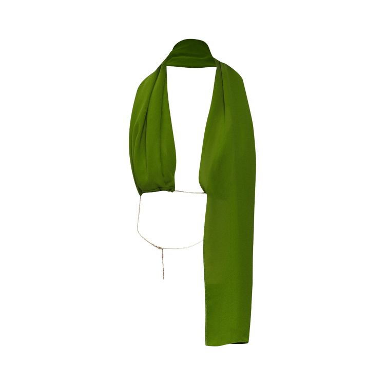 Christopher Esber Silk Scarf Chain Bra Top "Cactus"
