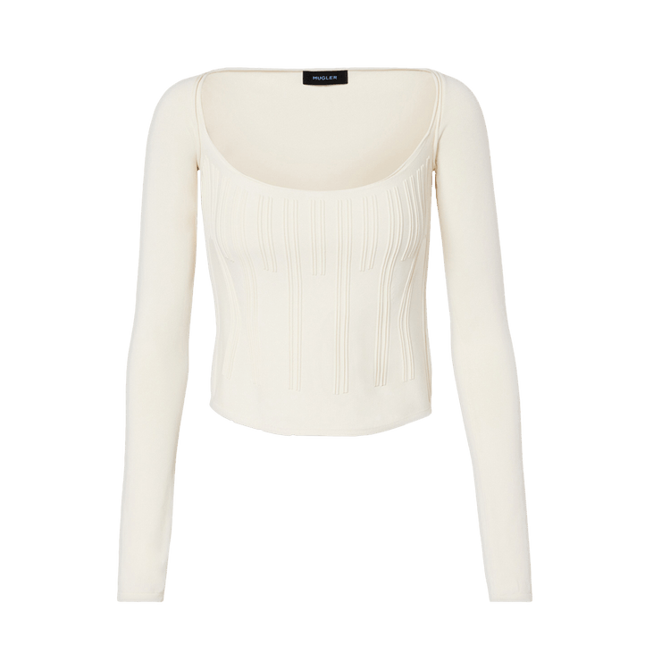 Mugler Long-Sleeve Top "Snow"