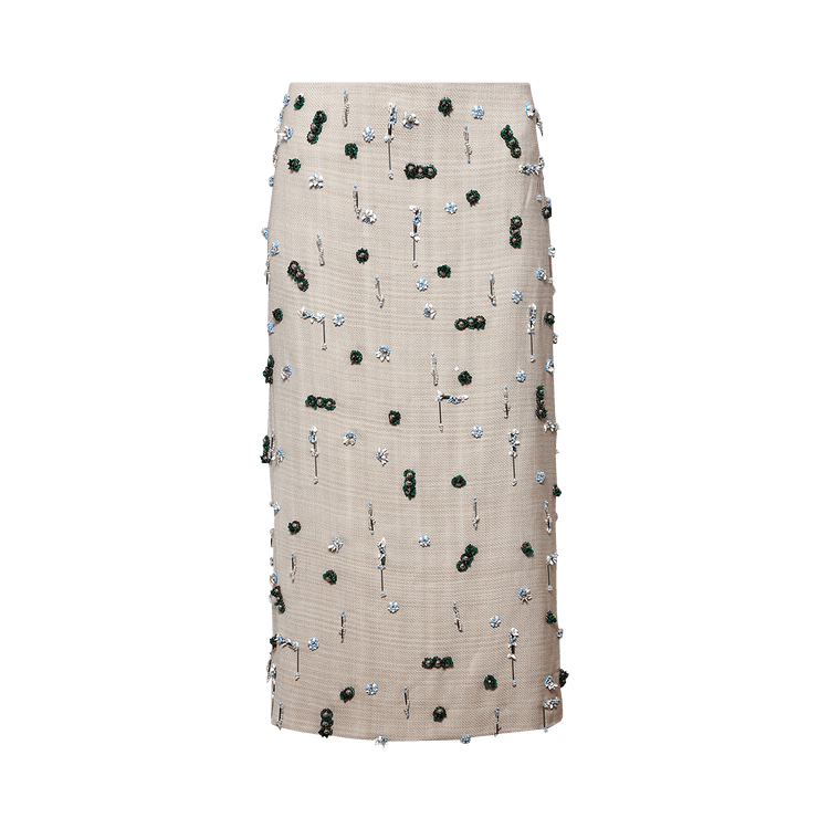 Christopher Esber Embla Beaded Midi Skirt "Ecru/Multicolor"