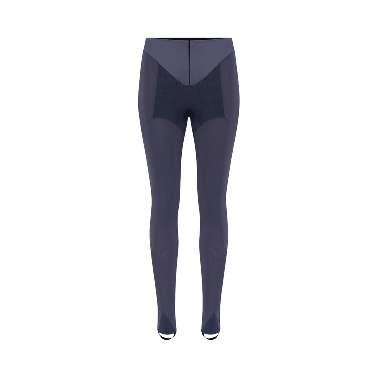 Jean Paul Gaultier Viscose/Jersey Ribbed Legging With Satin Cut-Out Details "Petrol"