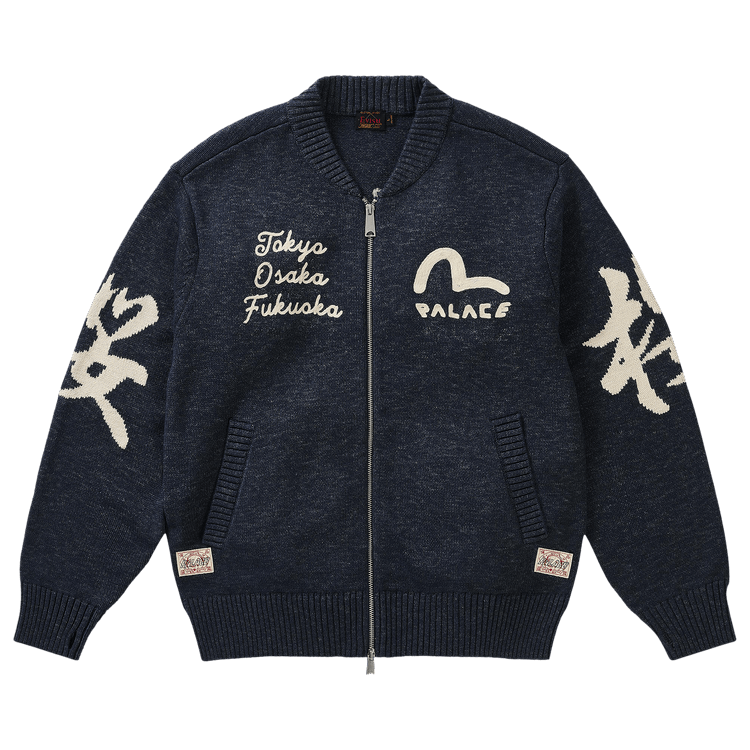 Palace x Evisu Zip Through Chunky Knit "Indigo"