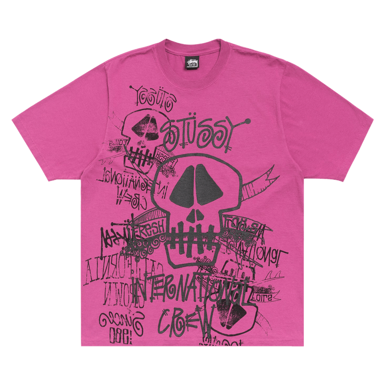 Stussy Skulls Tee Pigment Dyed "Berry"