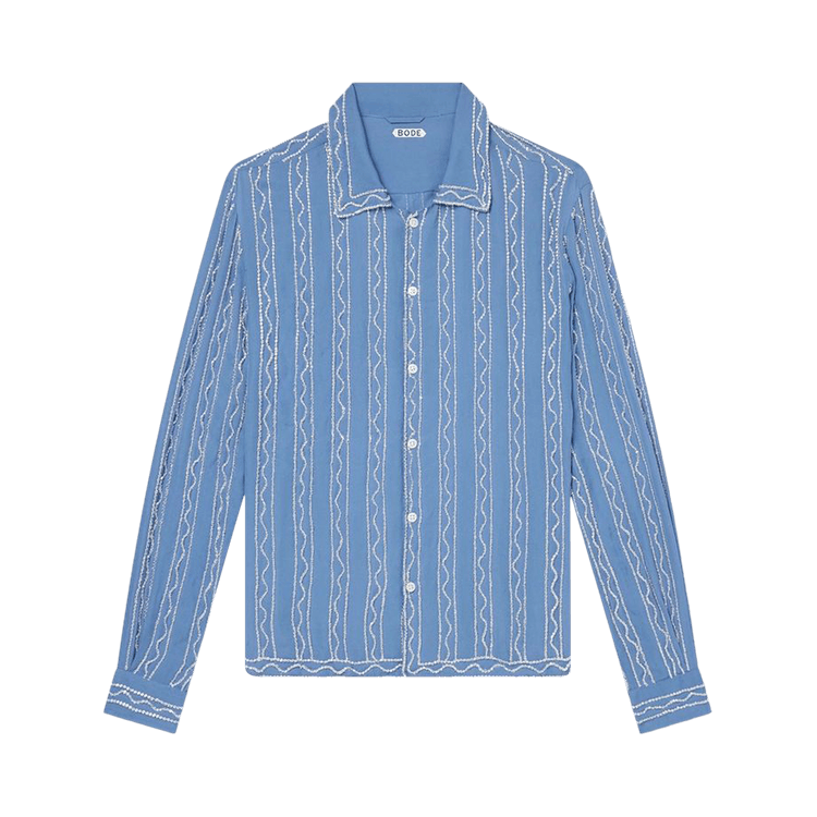 Bode Beaded Sea Stripe Shirt "Blue"