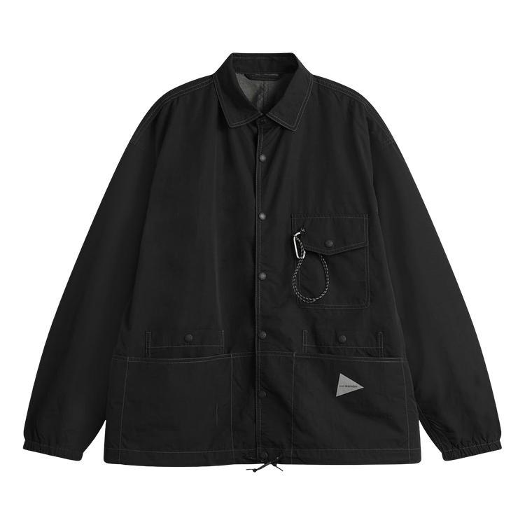 And Wander Crinkled Nylon Shirt Jacket "Black"