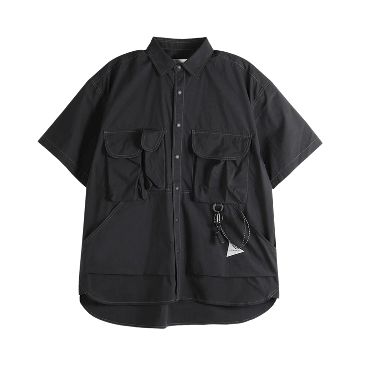 And Wander Multi Pocket Short-Sleeve Shirt "Black"