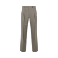 Auralee Bluefaced Wool Two-Tuck Slacks "Khaki Grey Stripe"