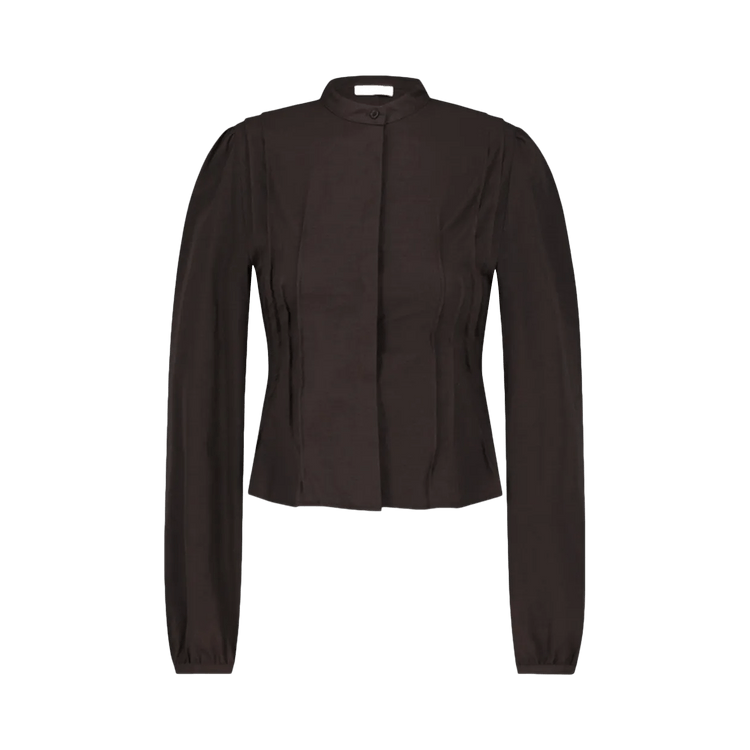 Amomento Pintuck Slim Shirt "Brown"