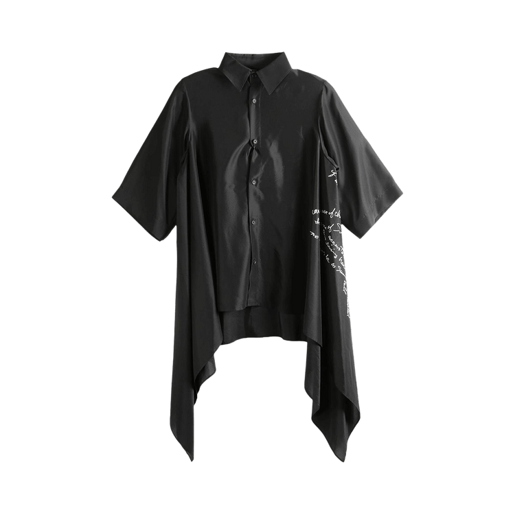 Yohji Yamamoto Flounce Short-Sleeve Blouse "Black"