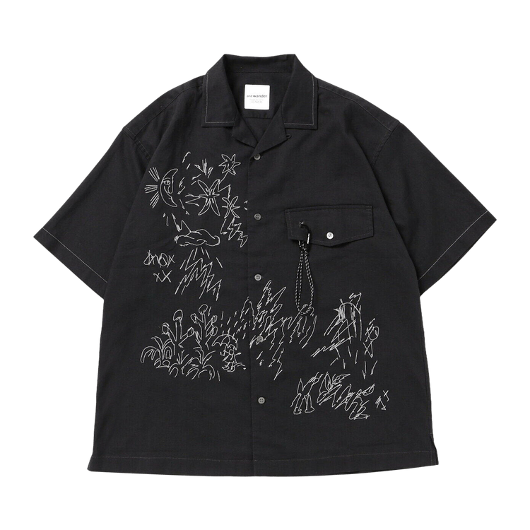 And Wander Reflective Embroidery Shirt "Black"