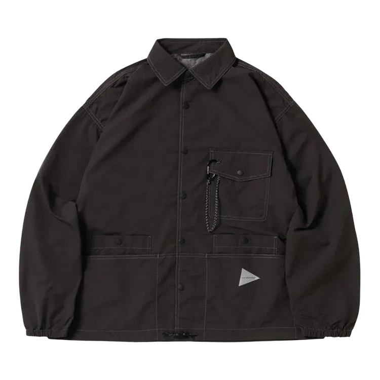 And Wander Crinkled Nylon Shirt Jacket "Charcoal"