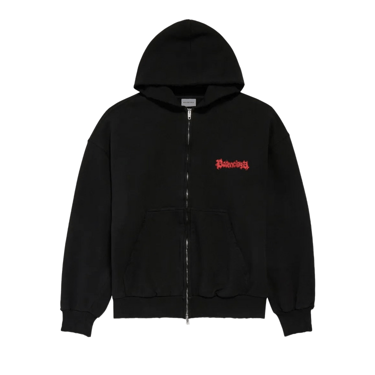 Balenciaga Medium Fit Zip Up Hoodie "Black"