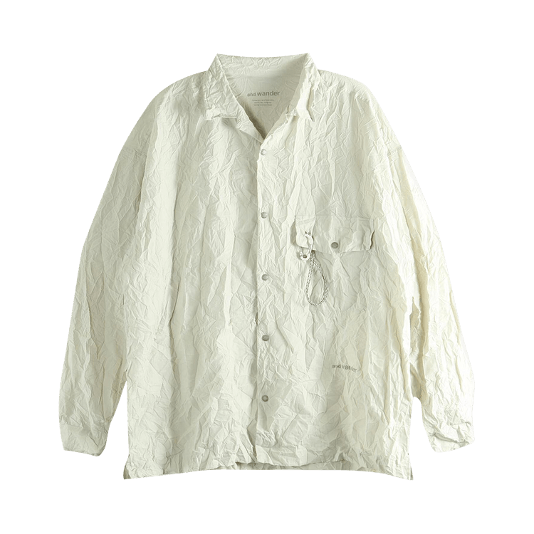 And Wander Washer Pleated Open Long-Sleeve Shirt "Ivory"