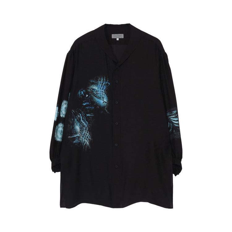 Yohji Yamamoto Pour Homme Sea Scarf Collar Blouse "Black"
