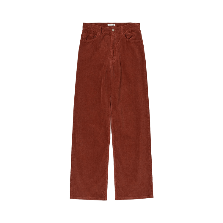 Auralee Garment-Dyed Finx Corduroy 5p Wide Pants "Red Brown"