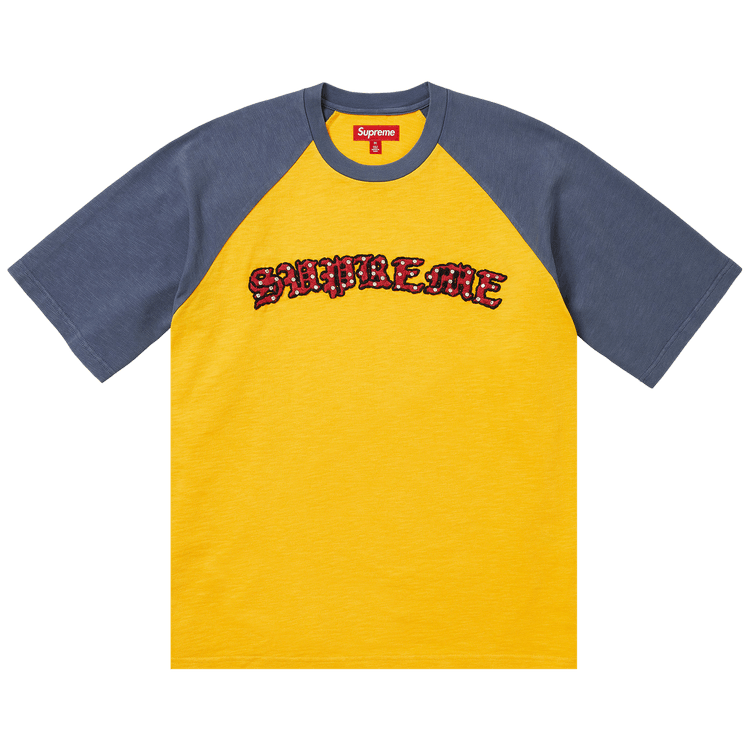 Supreme Rhinestone Raglan Short-Sleeve Top "Gold"