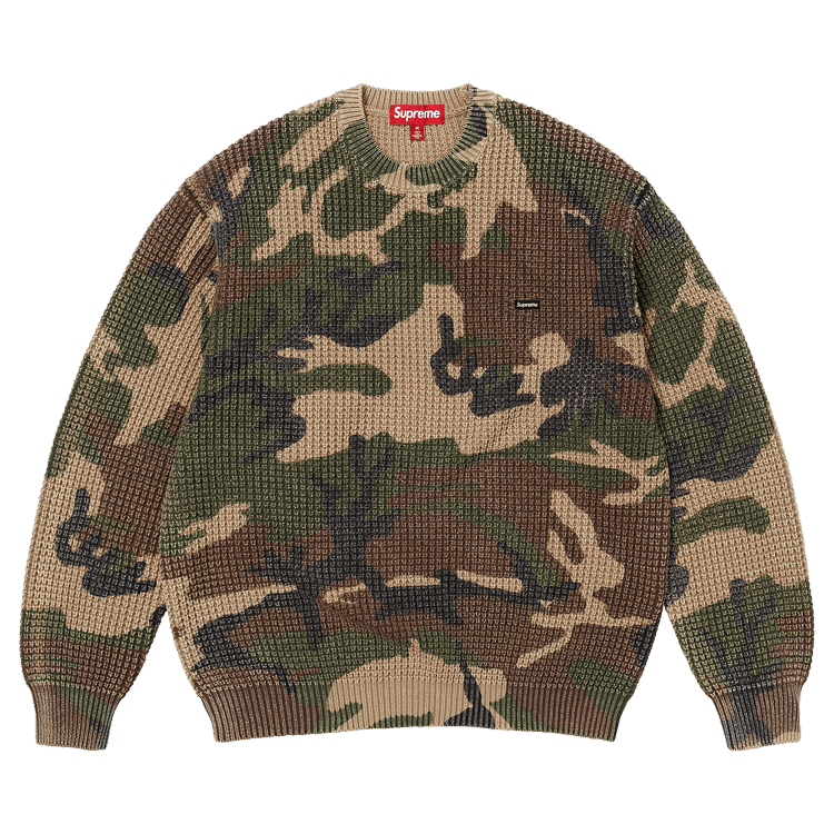Supreme Washed Small Box Waffle Sweater "Woodland Camo"