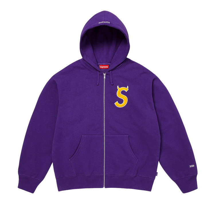 Supreme Devil S Logo Zip Up Hooded Sweatshirt "Purple"