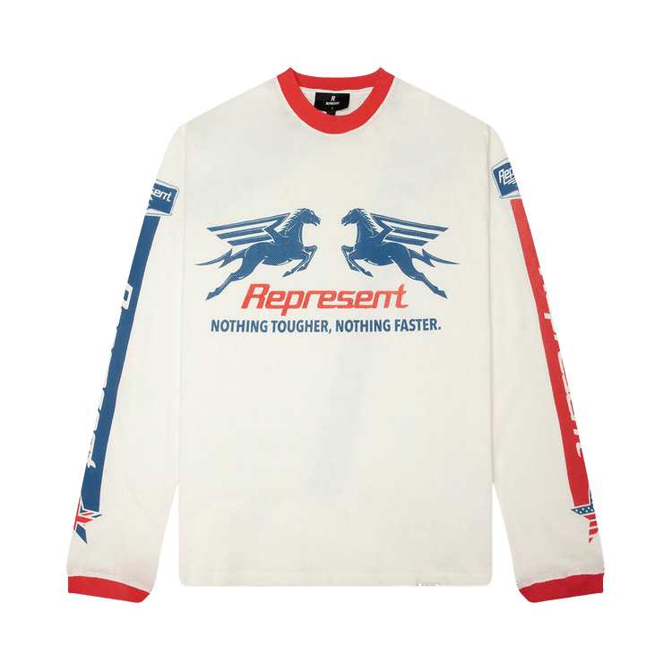 Represent Clo Mesh Pegasus Long-Sleeve T-Shirt "Flat White"