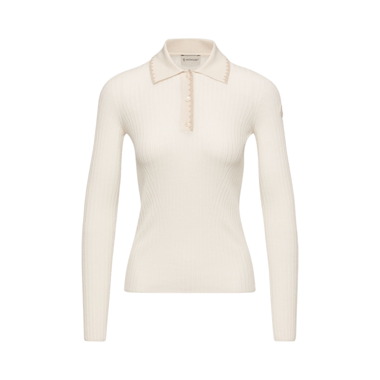 Moncler Long-Sleeve Polo "Light Beige"