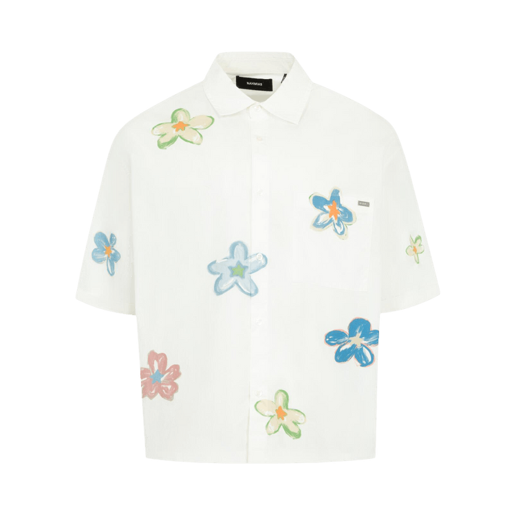 Nahmias Super Bloom Cropped Short-Sleeve Shirt "White"