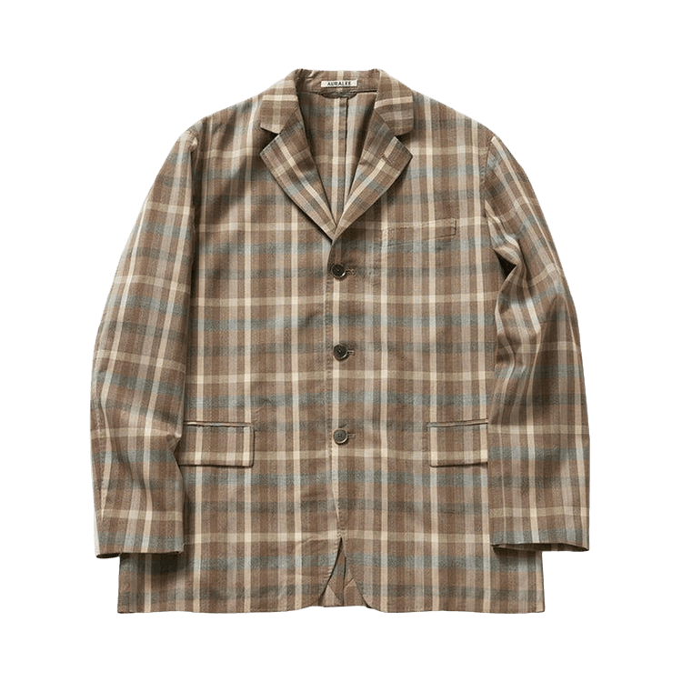 Auralee Super Fine Tropical Wool Check Jacket "Top Brown Check"