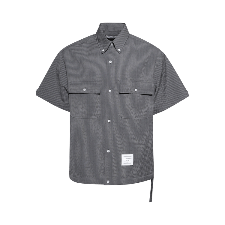 Thom Browne Short-Sleeve Track Shirt "Light Grey"