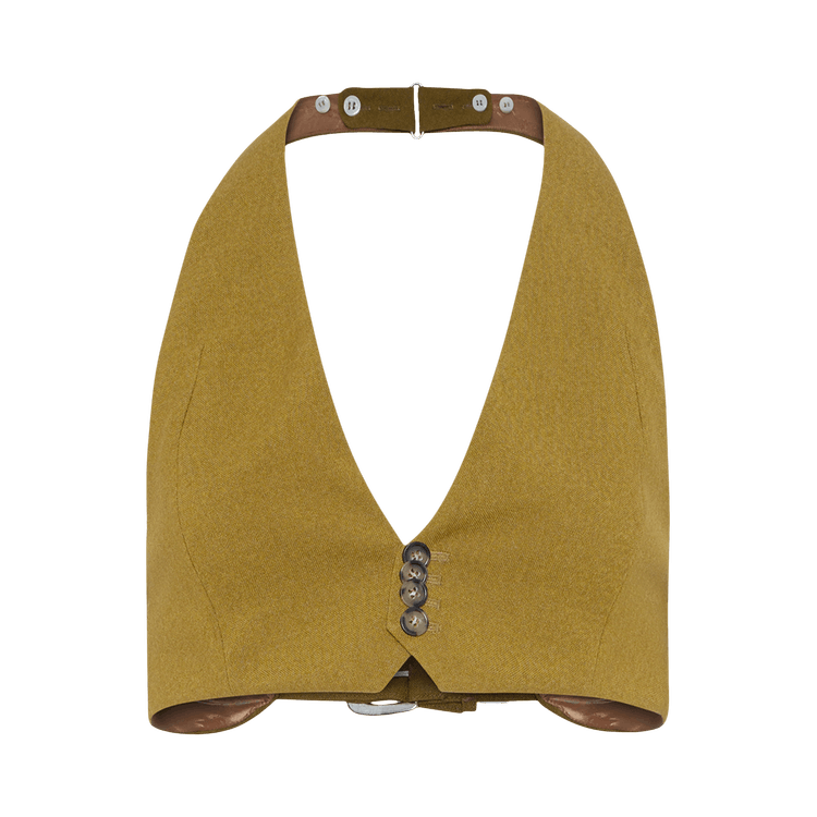 Jean Paul Gaultier Backless Tailoring Gilet With Belt Detail "Olive Green"