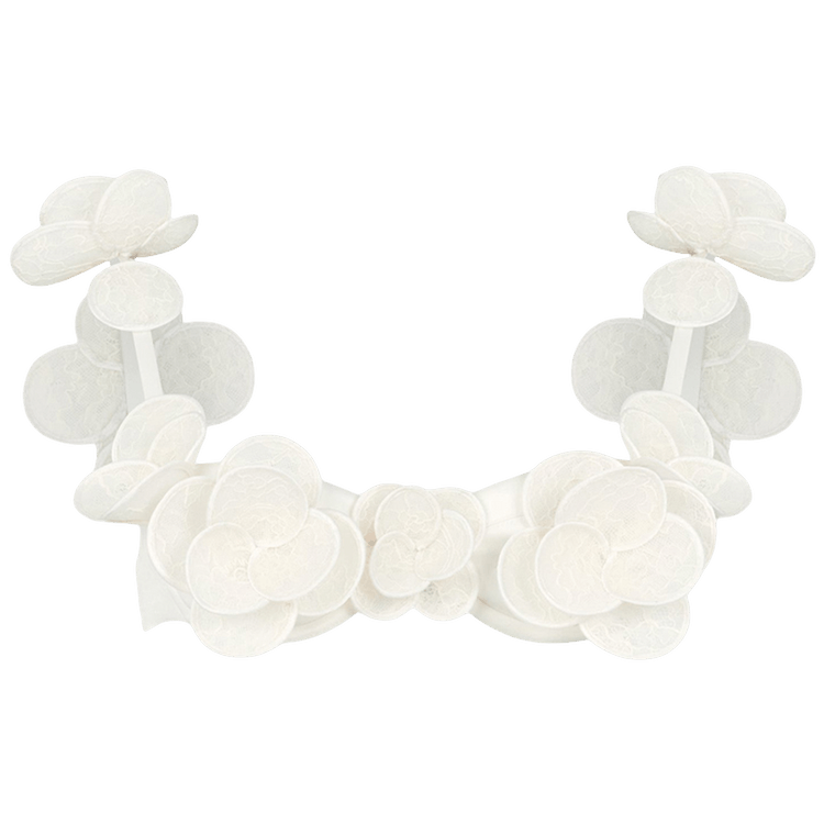 David Koma 3D Lace Flower Embroidered Bra "White"