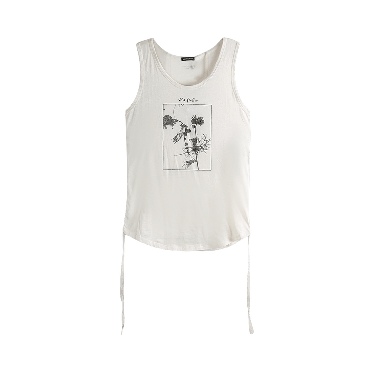 Ann Demeulemeester Wildflower Print Mexi Wrinkled Cropped Tank Top "Ivory"