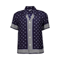 Bode Foyer Diamond Short-Sleeve Shirt "Navy Blue"
