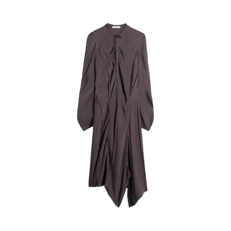 Lemaire Creased Bias Dress "Glossy Brown"