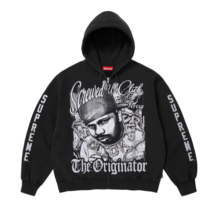 Supreme x Dj Screw Zip Up Hooded Sweatshirt "Black"