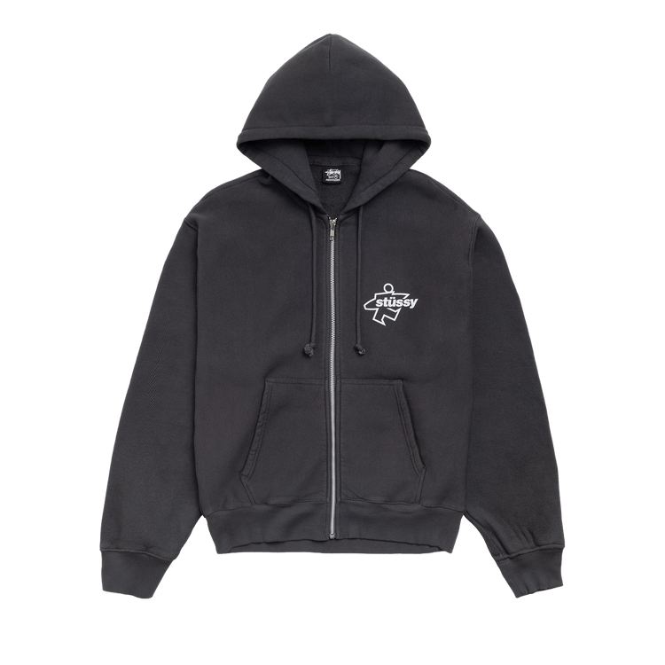 Stussy Surf Size Zip Hoodie "Faded Black"