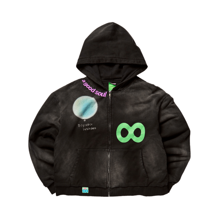 A Good Soul Disguised Divine Zip-Up Hoodie "Faded Black"