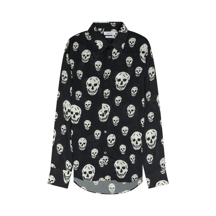 Alexander McQueen All Over Skulls Button Down Shirt "Black"