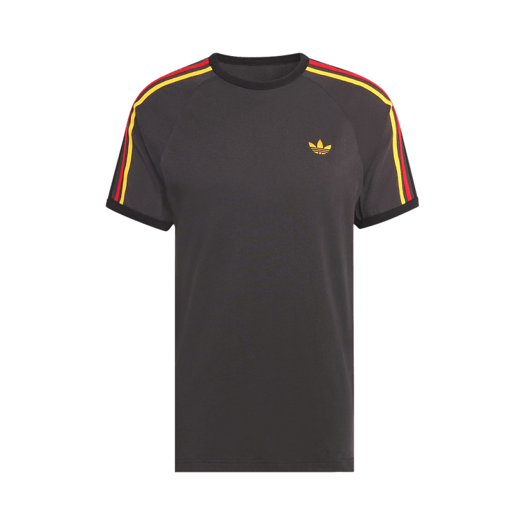 Adidas Originals 3-Stripes Tee "Utility Black/Collegiate Gold/Power Red"