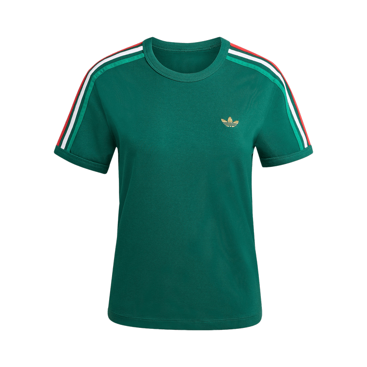 Adidas Originals 3-Stripes Slim Tee "Team Dark Green/Bold Green/White/Better Scarlet"