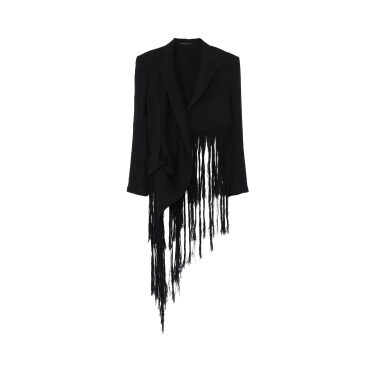 Yohji Yamamoto Crinkle Li Gauze Hem Line Fringe Point ASM Jacket "Black"