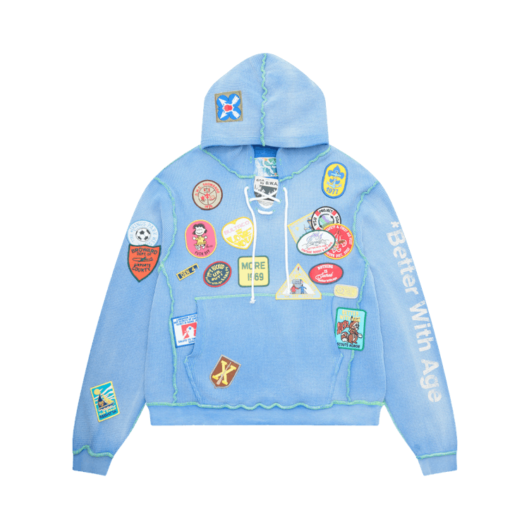 *Better With Age Gentlemen"s Waffle Hoodie "Blue'