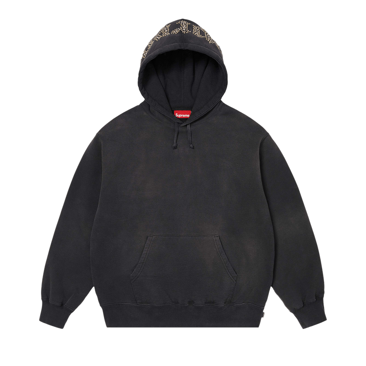 Supreme Overdyed Studded Hooded Sweatshirt "Black"