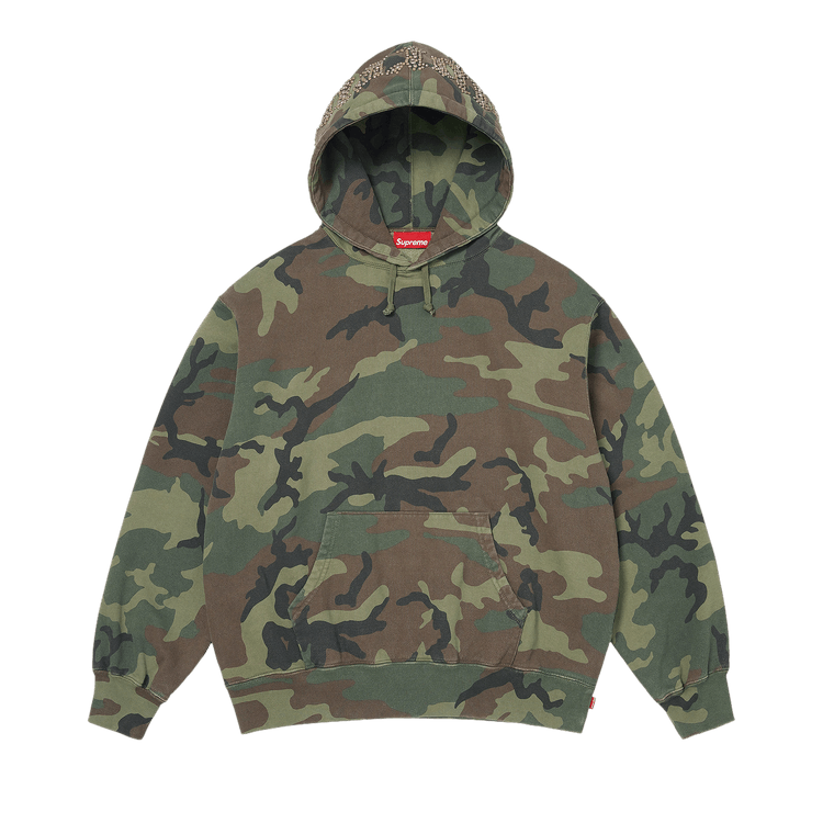 Supreme Overdyed Studded Hooded Sweatshirt "Woodland Camo"