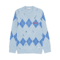 Charles Jeffrey Loverboy Distressed Argyle Sweater "Light Blue/Blue"