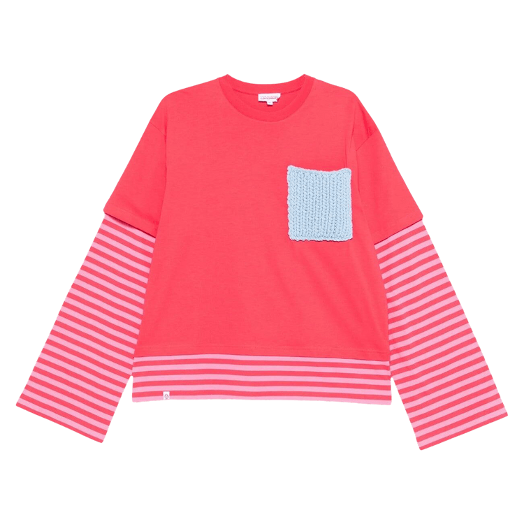 Charles Jeffrey Loverboy Long-Sleeve 2-In-1 Tee "Coral Stripe"