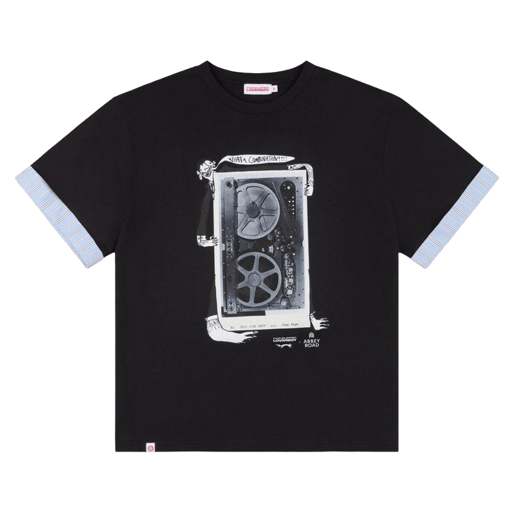 Charles Jeffrey Loverboy Abbey Road Turn Up Tee "Black/Blue Stripe"