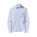 3.PARADIS Dove Embroidered Button Shirt "Poplin Blue Stripe/White"