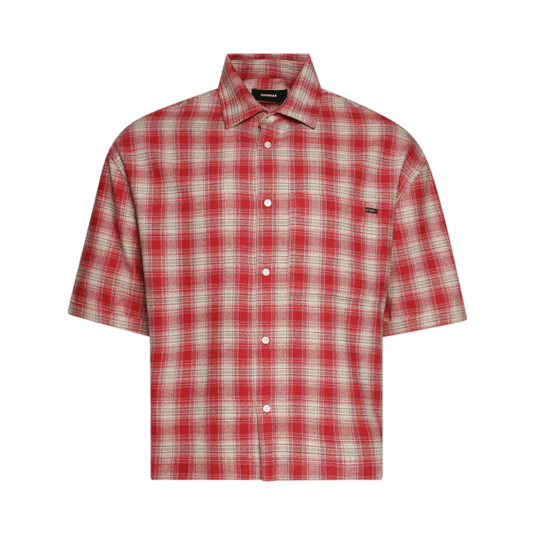 Nahmias Plaid Cropped Short-Sleeve Shirt "Cherry Plaid Flannel"