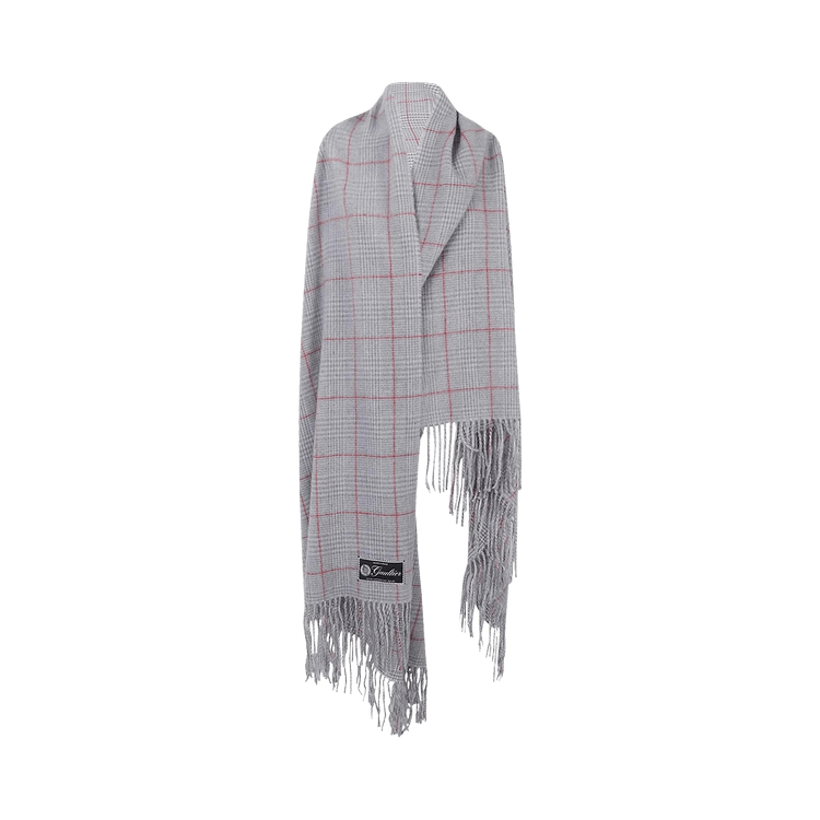 Jean Paul Gaultier Scarf Draped Top With Closure On The Back "Light Grey/Grey/Red"
