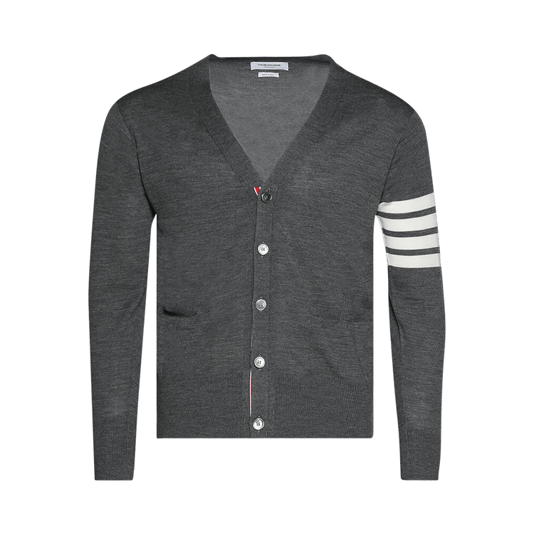 Thom Browne Merino Wool 4 Bar Classic V-Neck Cardigan "Medium Grey"
